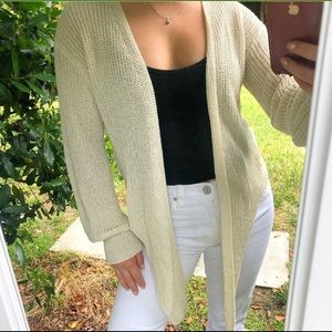 Cotton Candy LA Beige Knit Tie Cardigan